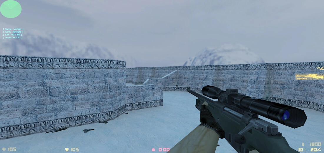 Counter-Strike 1.6 de_inferno haritasında A site savunması, CT'ler pozisyon alıyor